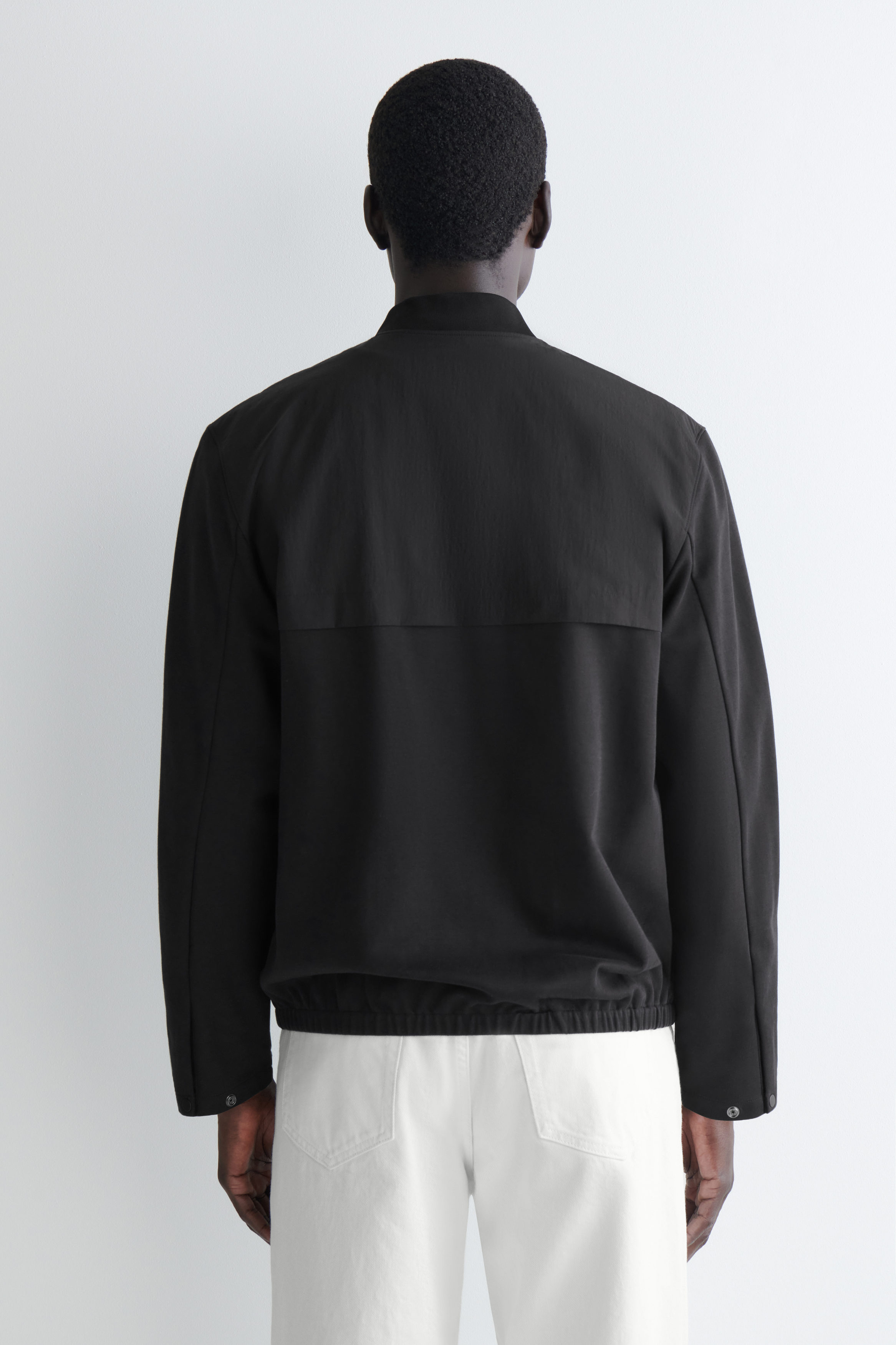 NYLON-PANELLED BOMBER JACKET - BLACK | COS