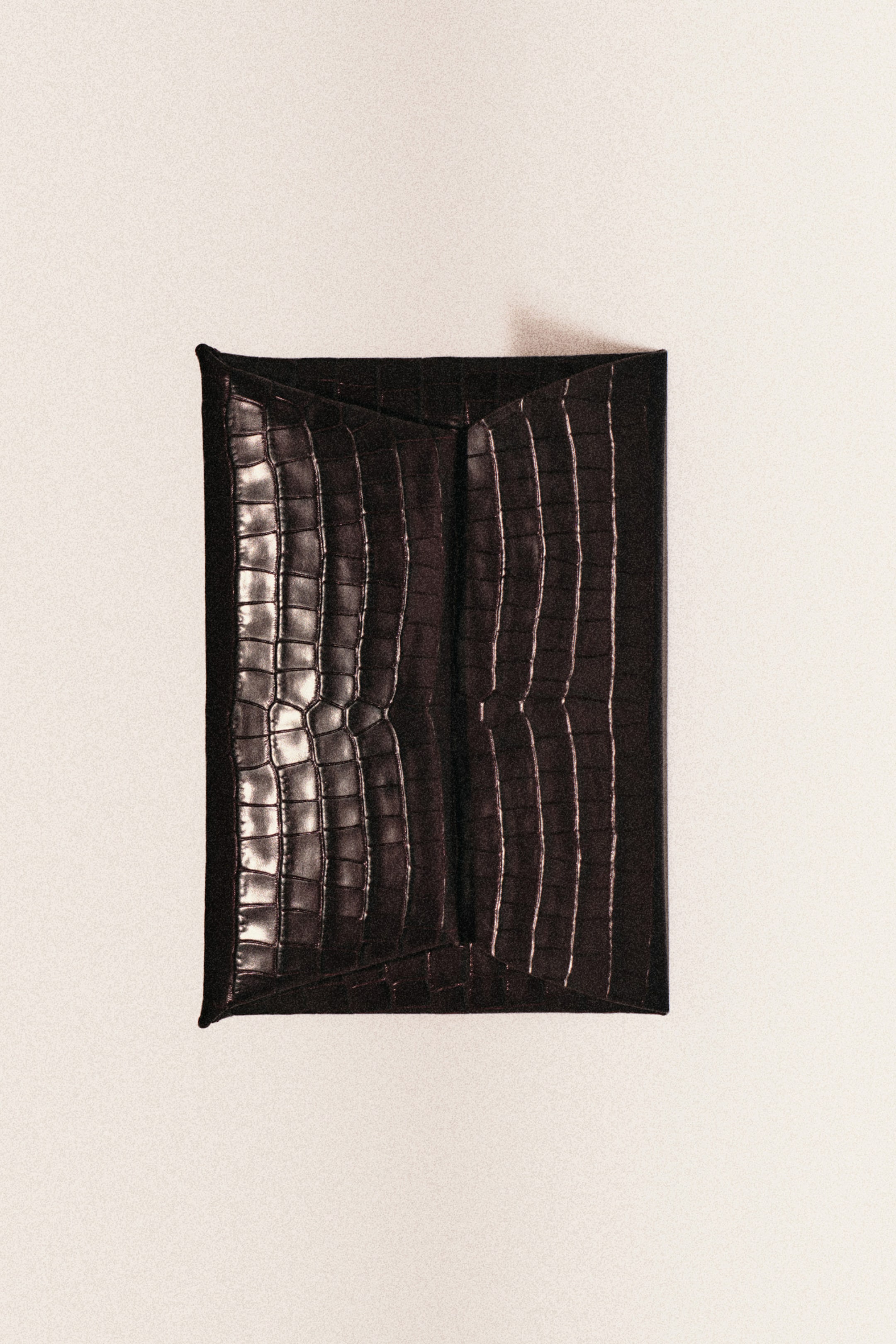 CROC-EFFECT LEATHER POUCH