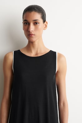 ROUNDED MERINO WOOL MAXI DRESS — BLACK 4