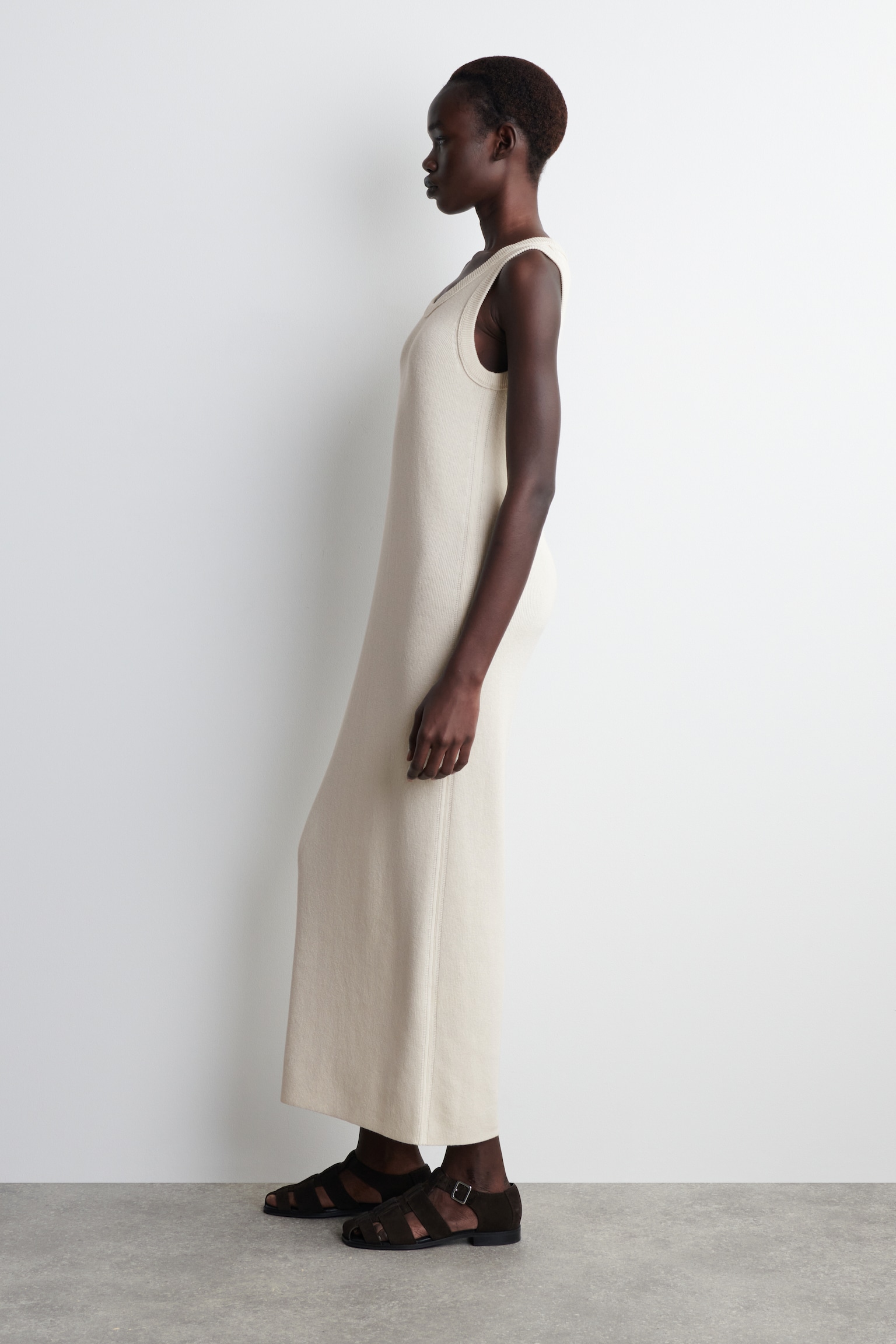 VESTIDO DE TIRANTES DE ALGODÓN Y SEDA - MARFIL - 6