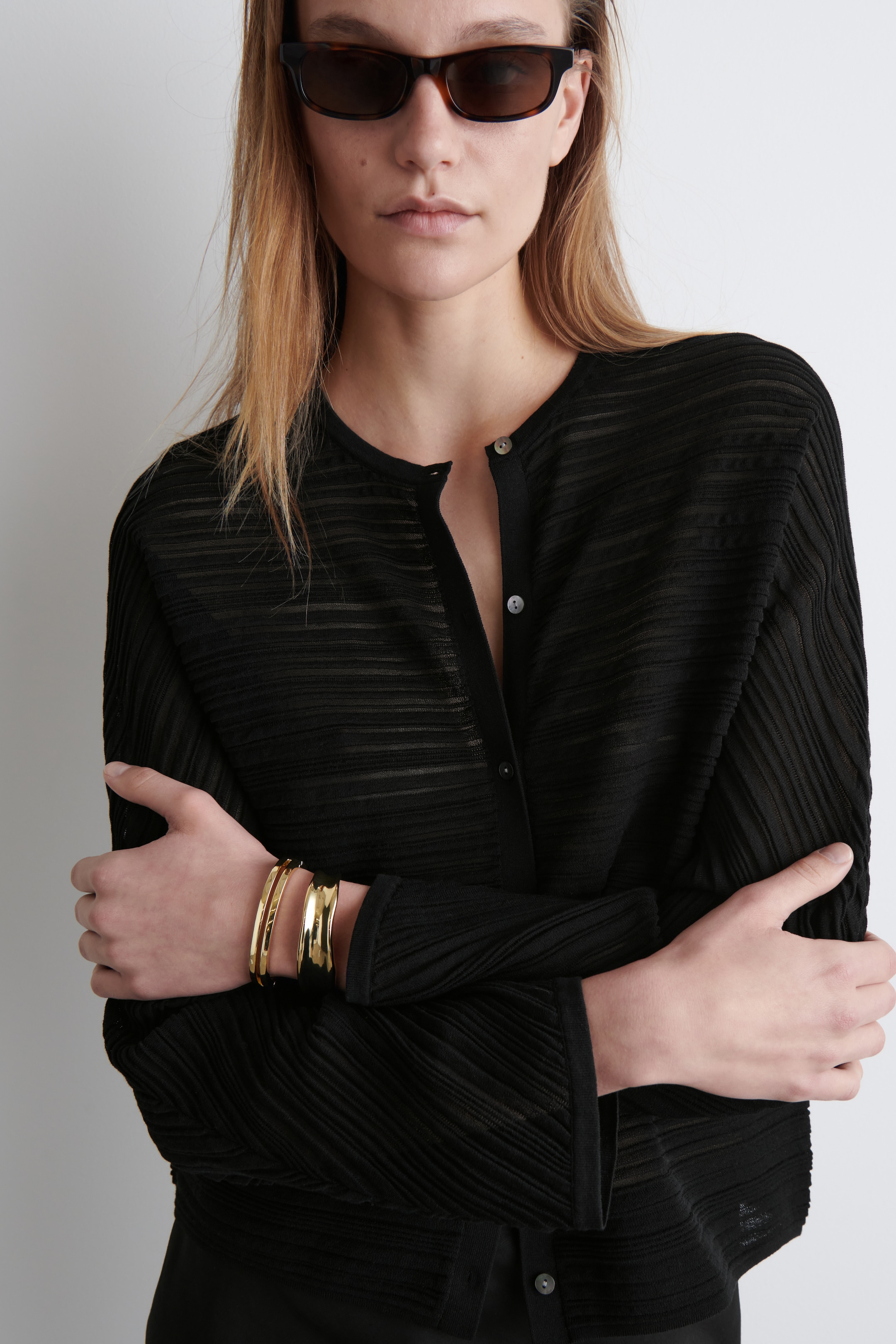 Zobrazit větší obrázek: SKLÁDANÝ PLETENÝ CARDIGAN - ČERNÁ - ŽENY | H&M CZ 3