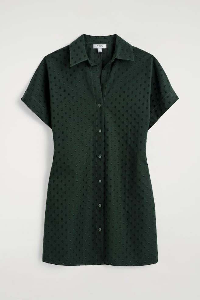 ROBE-CHEMISE À POIS EN JACQUARD DE COTON - VERT FONCÉ / À POIS - 1