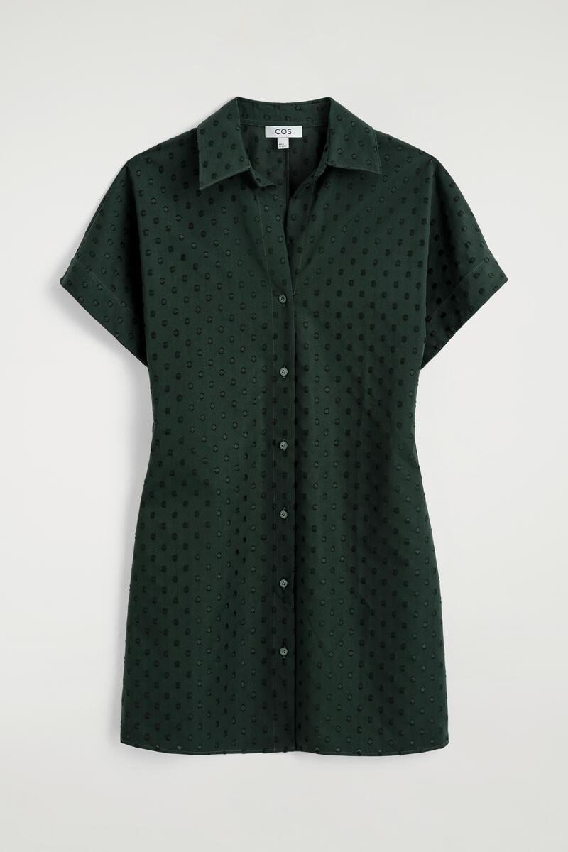 Polka-Dot Jacquard Cotton Shirt Dress