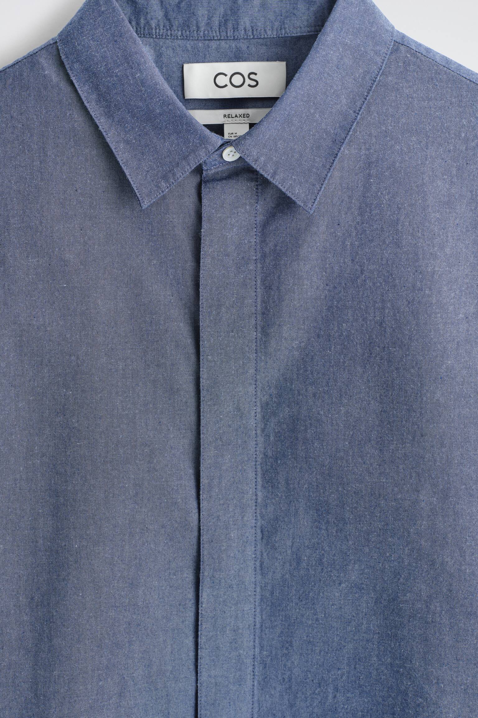 CHEMISE À MANCHES LONGUES EN CHAMBRAY - BLEU - 8