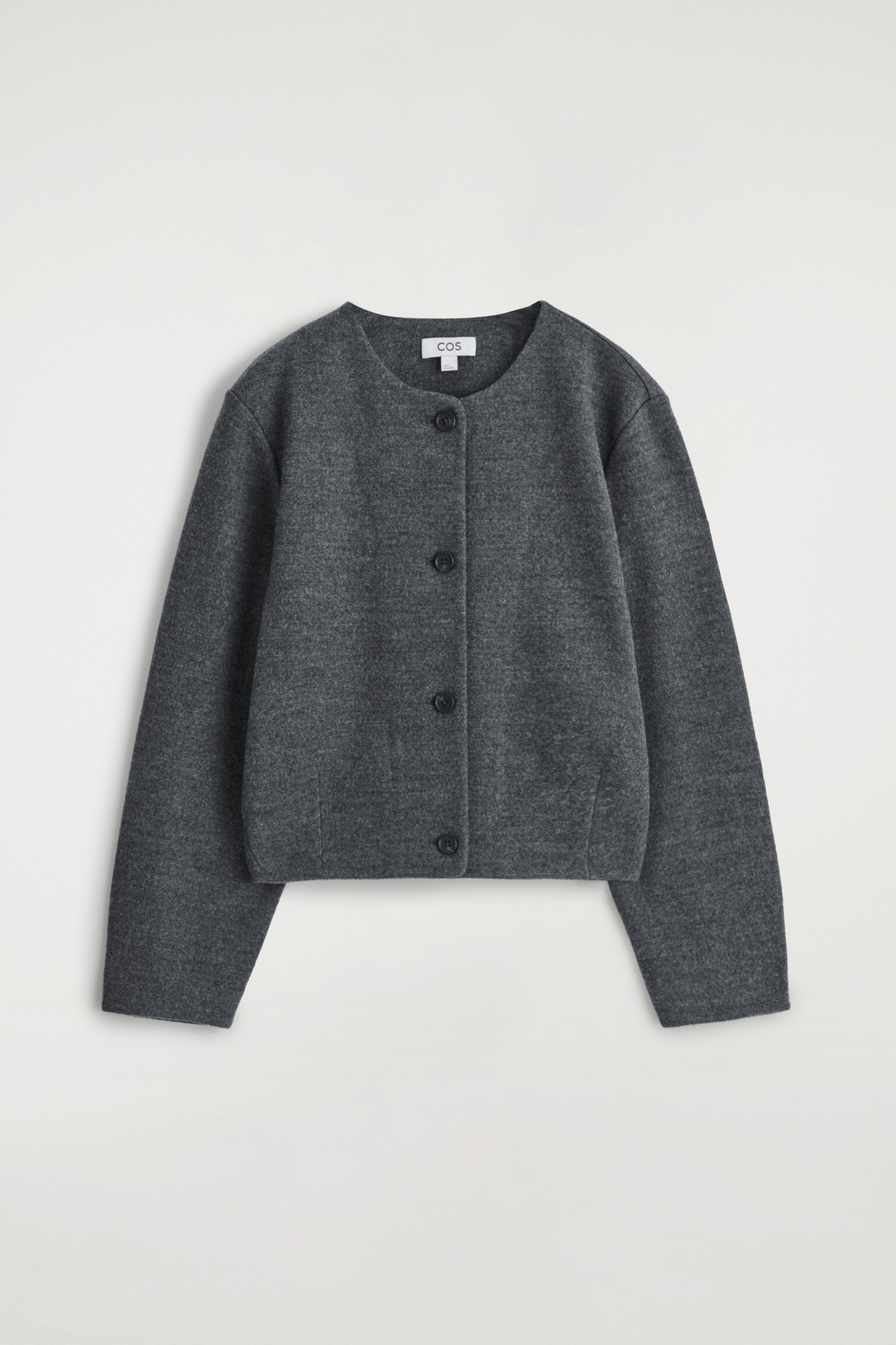 CARDIGAN EN LAINE MÉRINOS BOUILLIE - GRIS FONCÉ CHINÉ/BLEU MARINE - 2