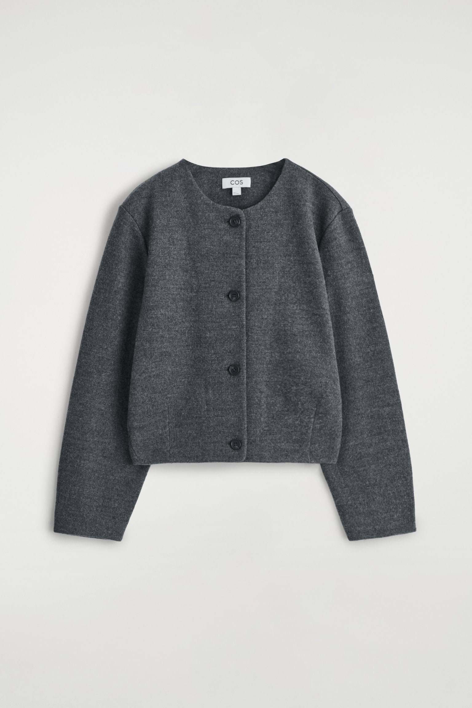 BOILED MERINO WOOL CARDIGAN - DARK-GREY MÉLANGE/NAVY - 2