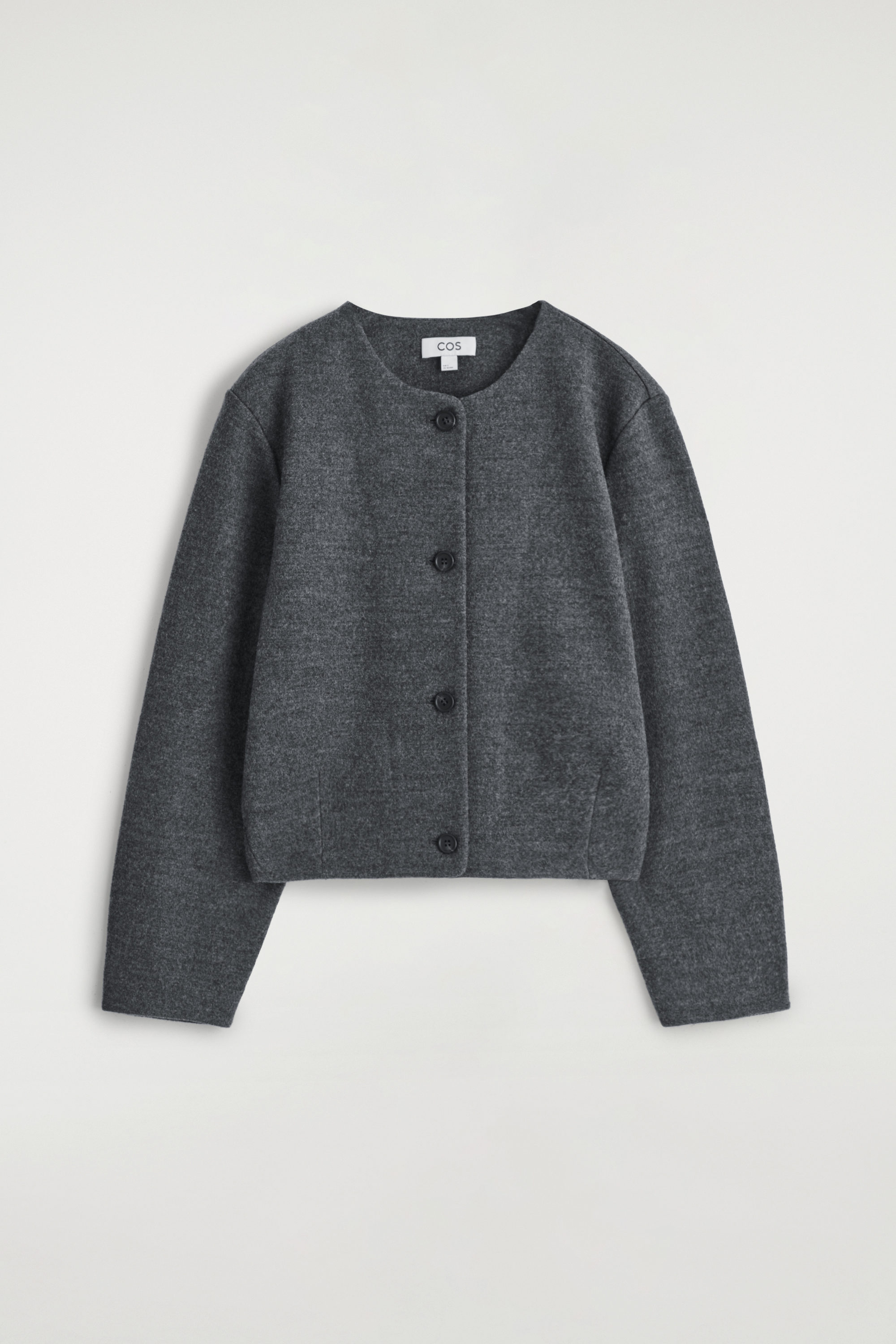 STRICKJACKE AUS GEKOCHTER MERINOWOLLE DUNKELGRAU MELIERT COS