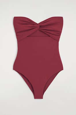 TWISTED TEXTURED CUTOUT SWIMSUIT — RUST 5