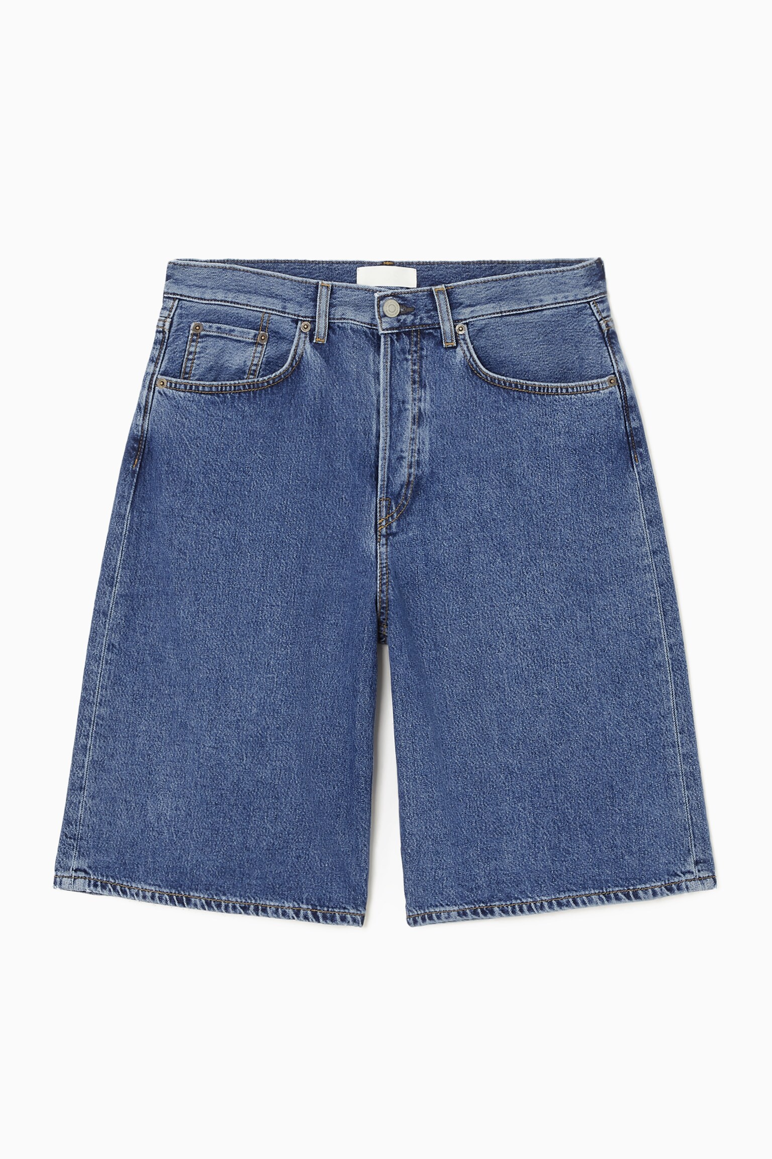LONGLINE DENIM SHORTS - BLUE