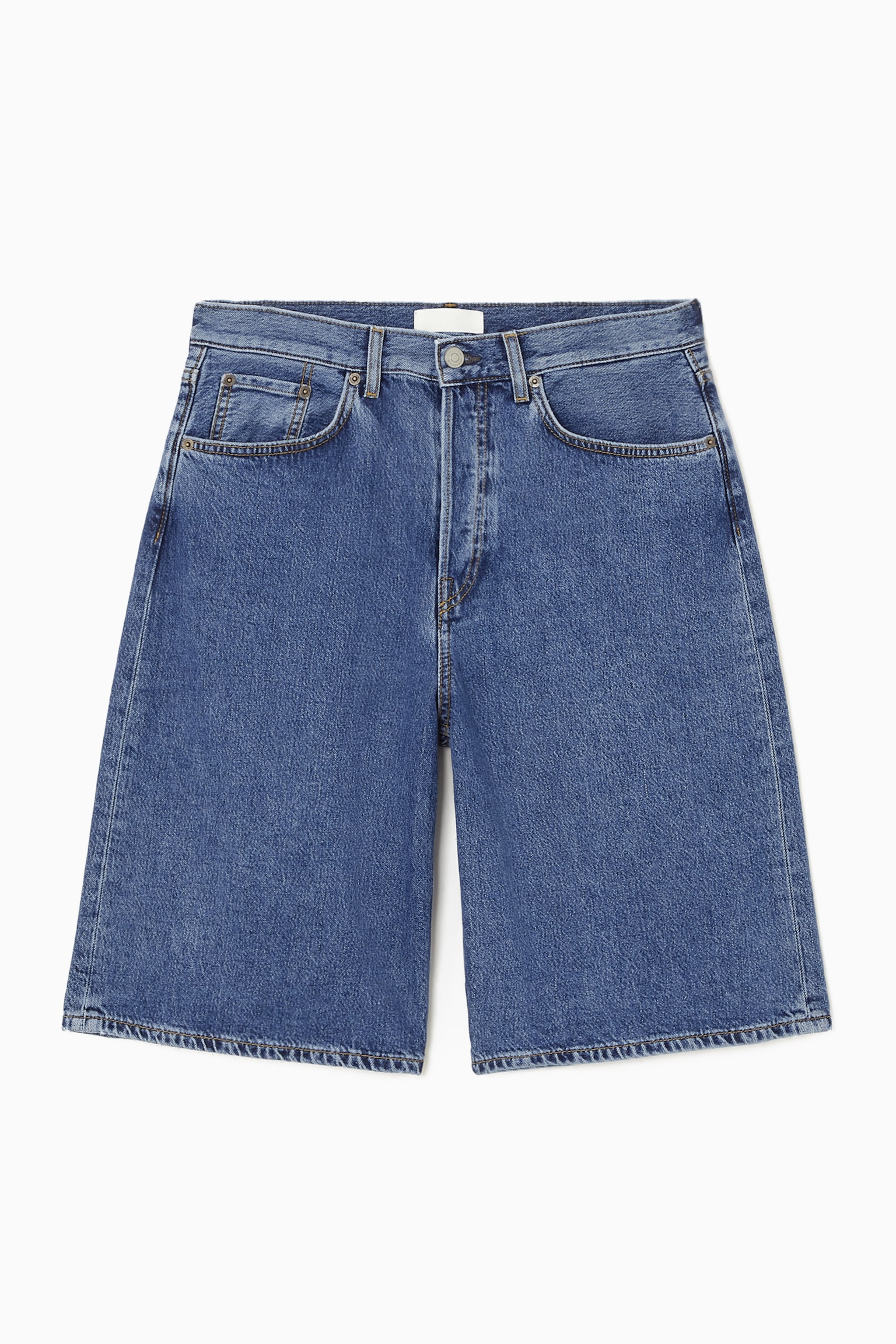 LONGLINE DENIM SHORTS - BLUE