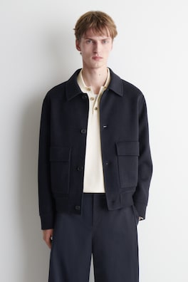 DOUBLE-FACED WOOL-BLEND BOMBER JACKET — NAVY 2