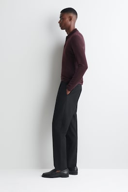 SLIM WOOL-JERSEY OPEN-COLLAR POLO SHIRT — BURGUNDY 3