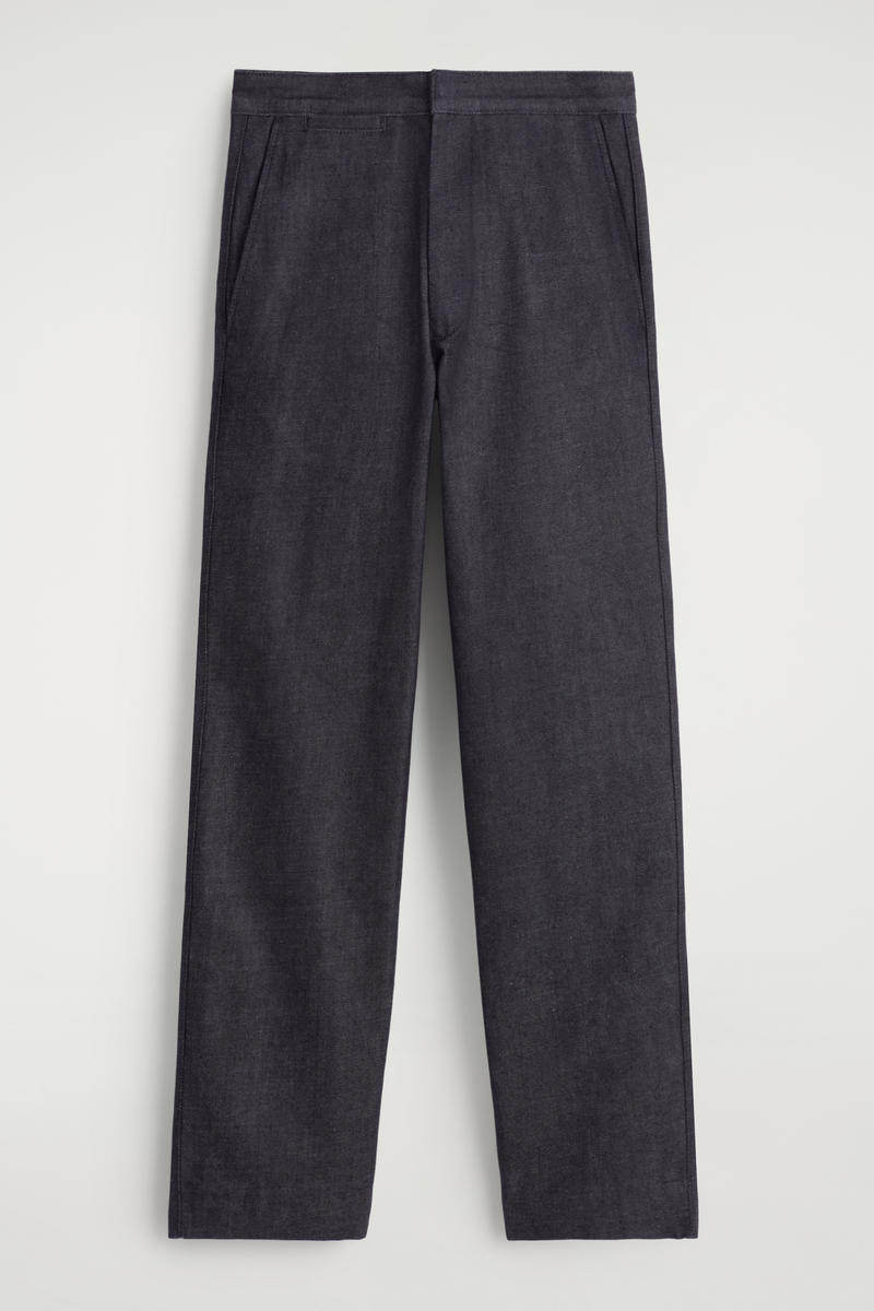 Straight-Leg Denim Trousers in Dark Blue