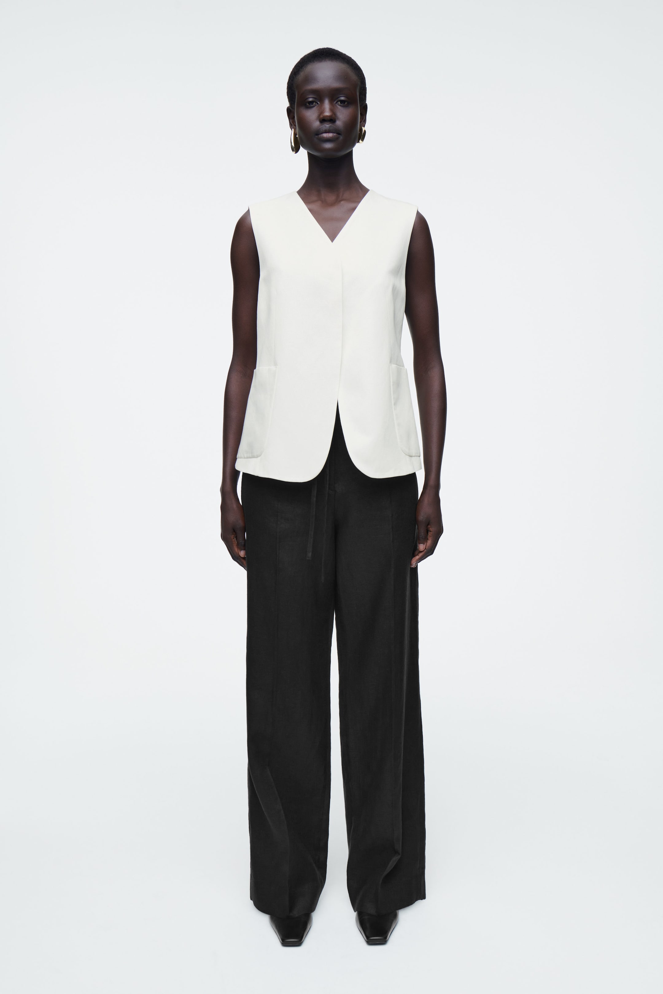 WRAP-FRONT LINEN-BLEND WAISTCOAT