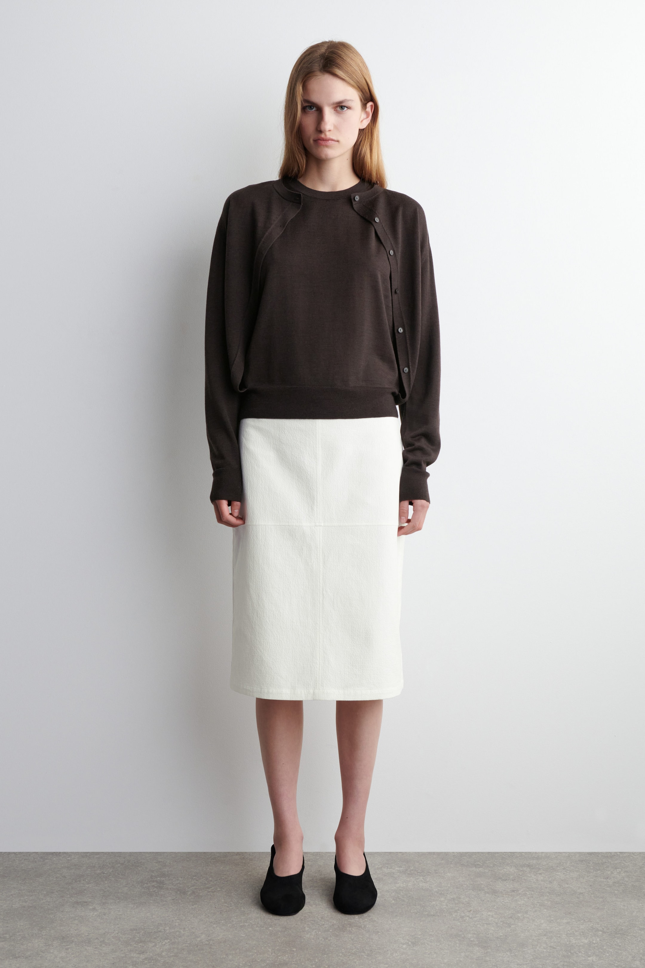LAYERED MERINO WOOL CARDIGAN