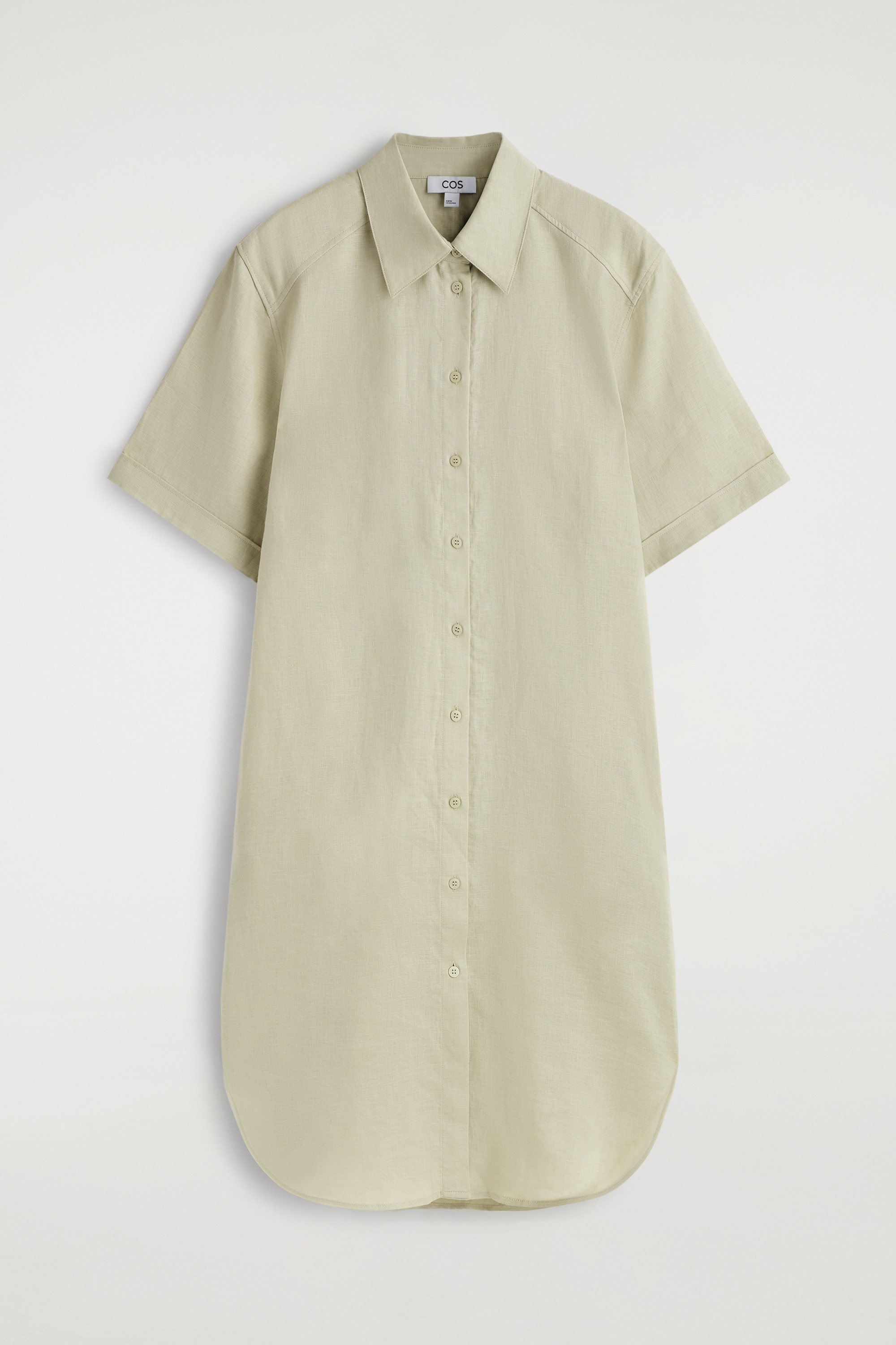 HEMDKLEID AUS LEINEN MIT KURZEN ÄRMELN - BEIGE/BURGUNDERROT