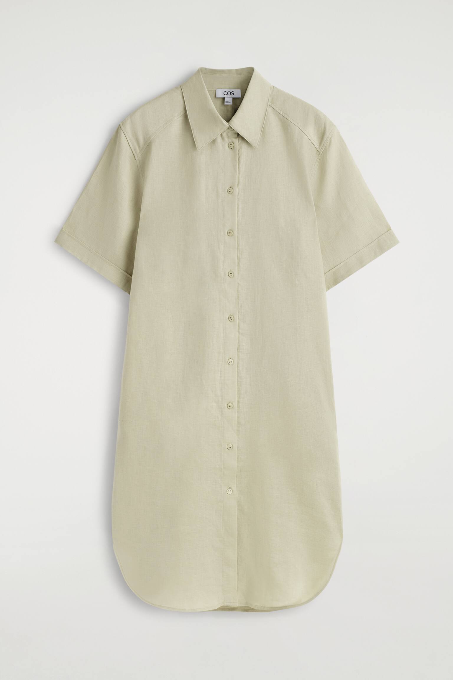 Overhemdjurk van linnen met korte mouwen - buinbeige/bordeauxrood - 2