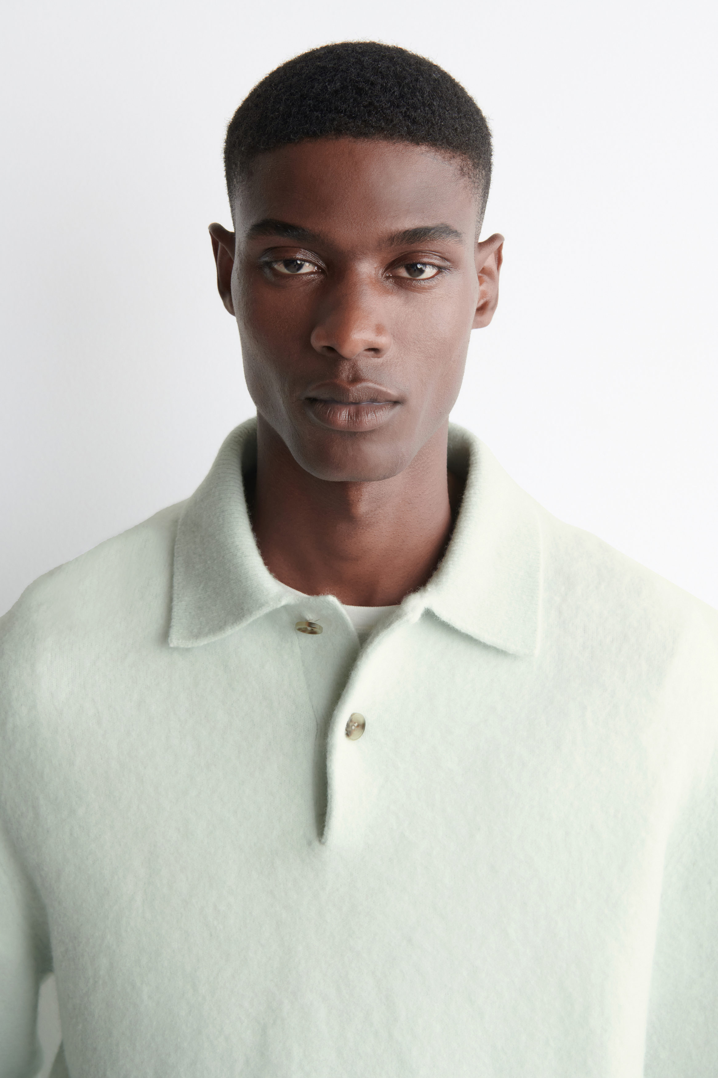 BRUSHED-WOOL POLO SHIRT - ICE BLUE | COS US