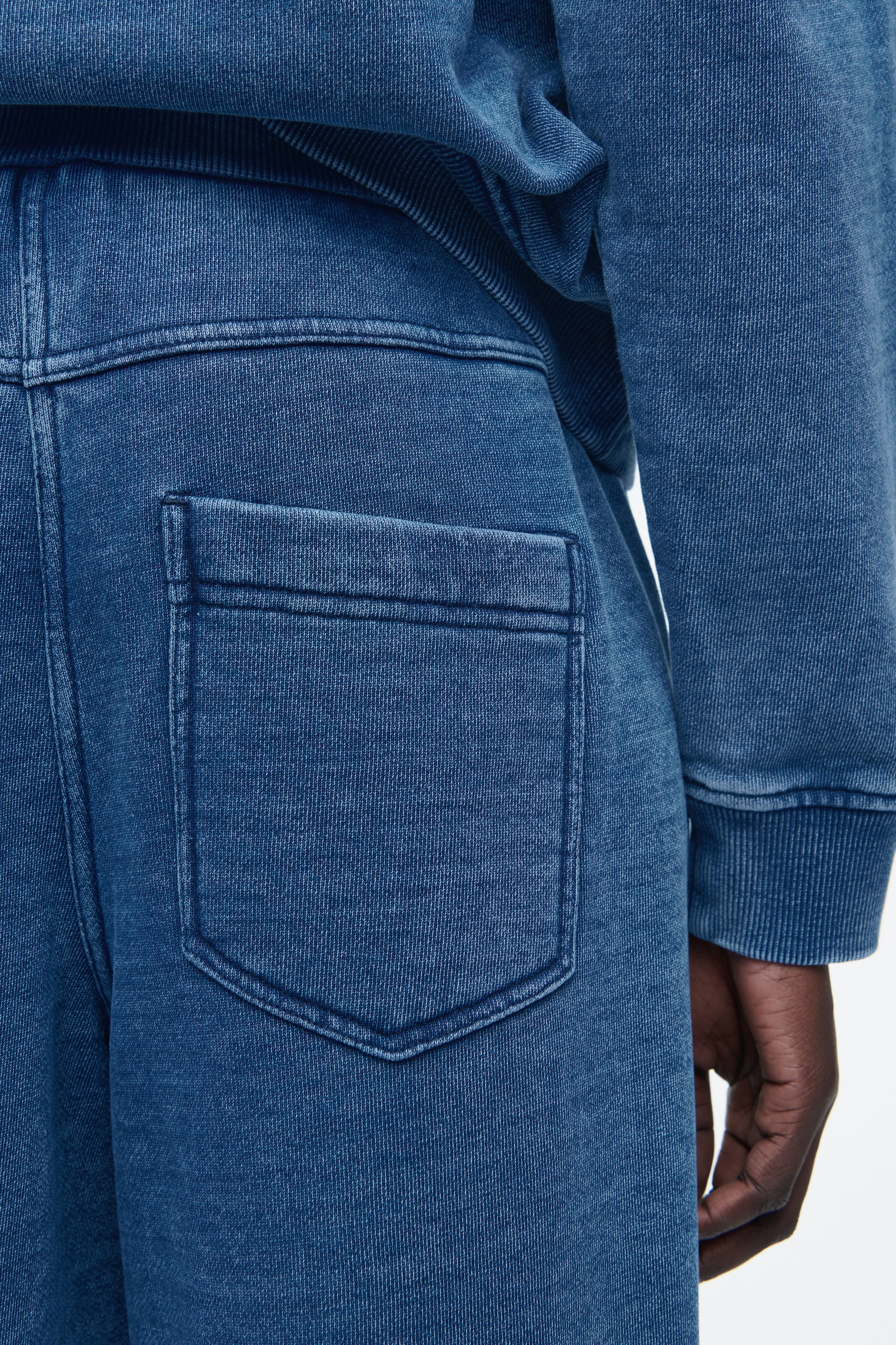 DENIM-WASH JERSEY HOODIE