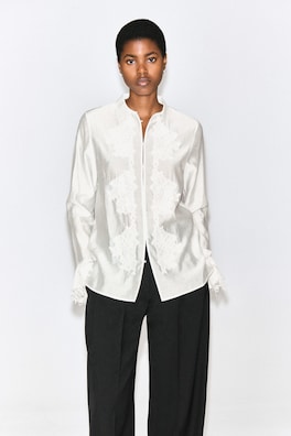 FLUID LACE-DETAIL SHIRT — IVORY 1