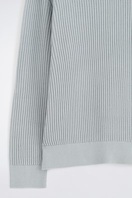 LADDER-STITCH COTTON V-NECK JUMPER — LIGHT BLUE 7