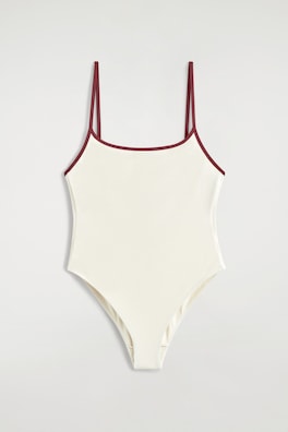 CONTRAST-TRIMMED SWIMSUIT — WHITE / RED 6