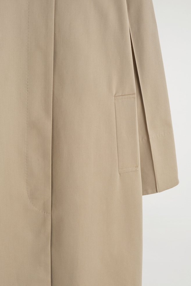 CLASSIC COTTON LONG CAR COAT — BEIGE
