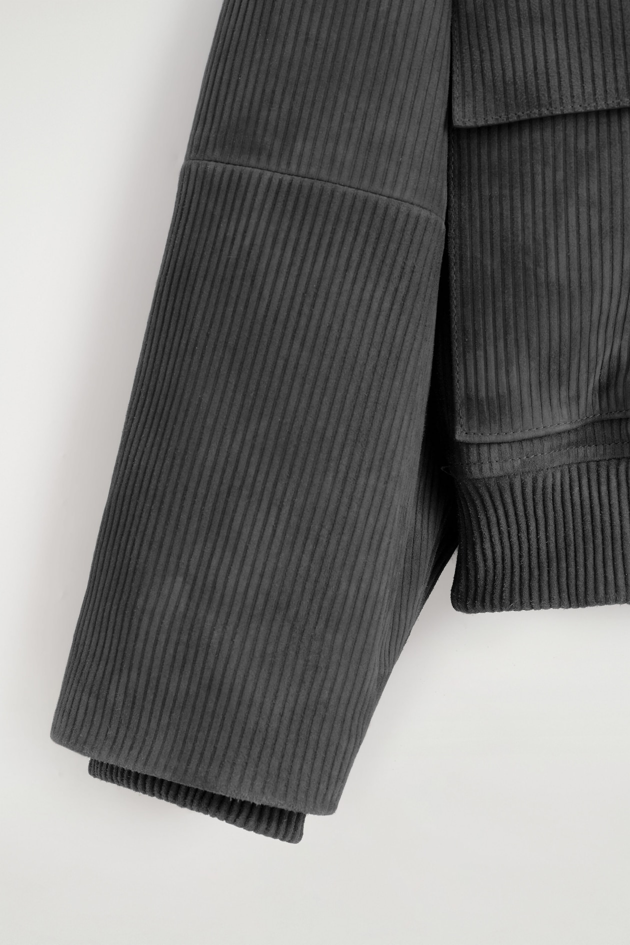 CORDED SUEDE PADDED JACKET — ANTHRACITE