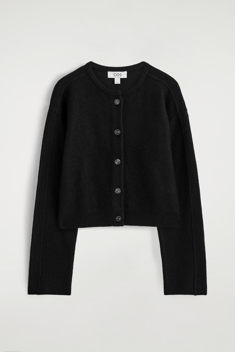 Cos Boiled-wool Cardigan In Black