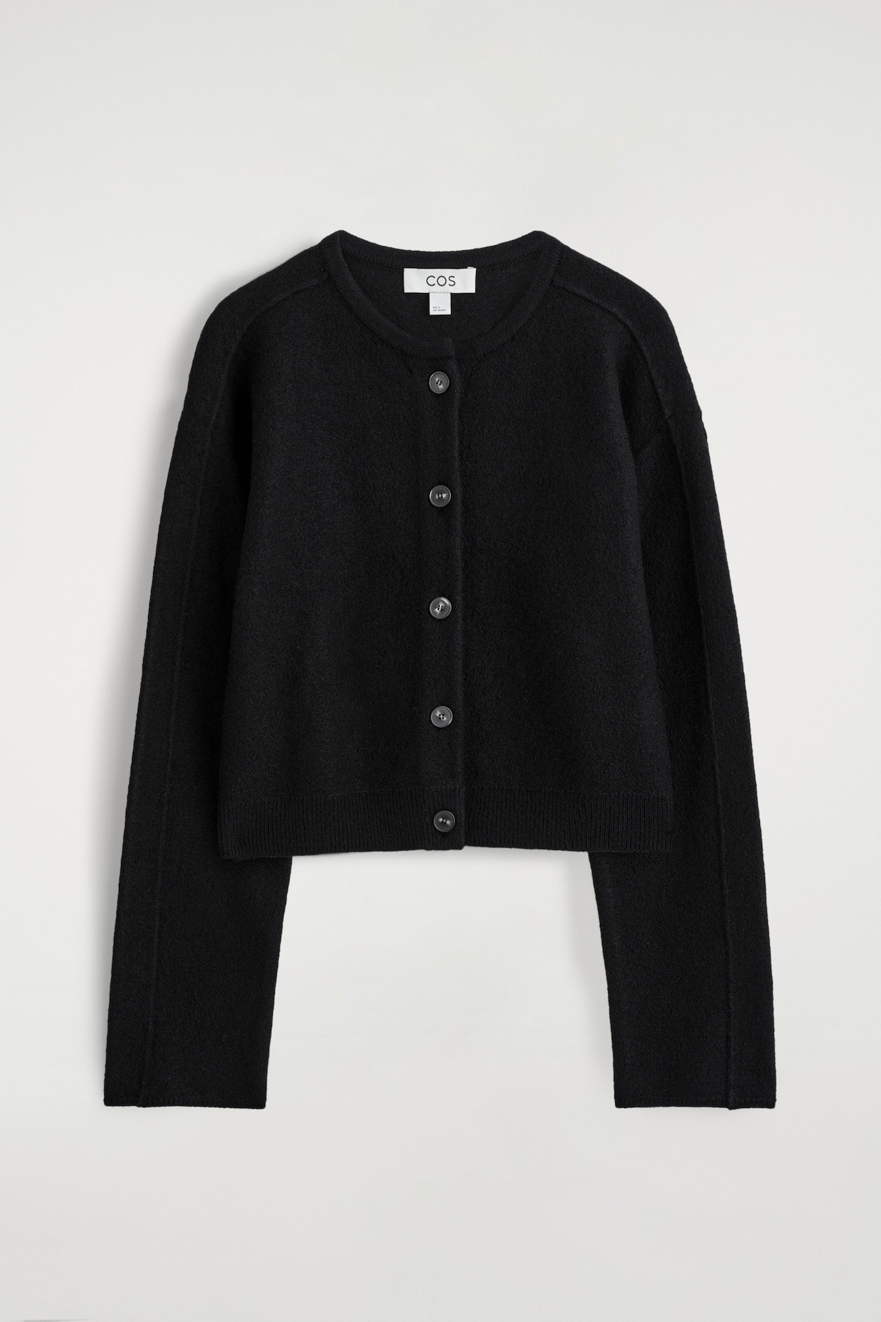 BOILED-WOOL CARDIGAN — BLACK