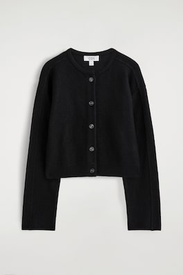 BOILED-WOOL CARDIGAN — BLACK 2