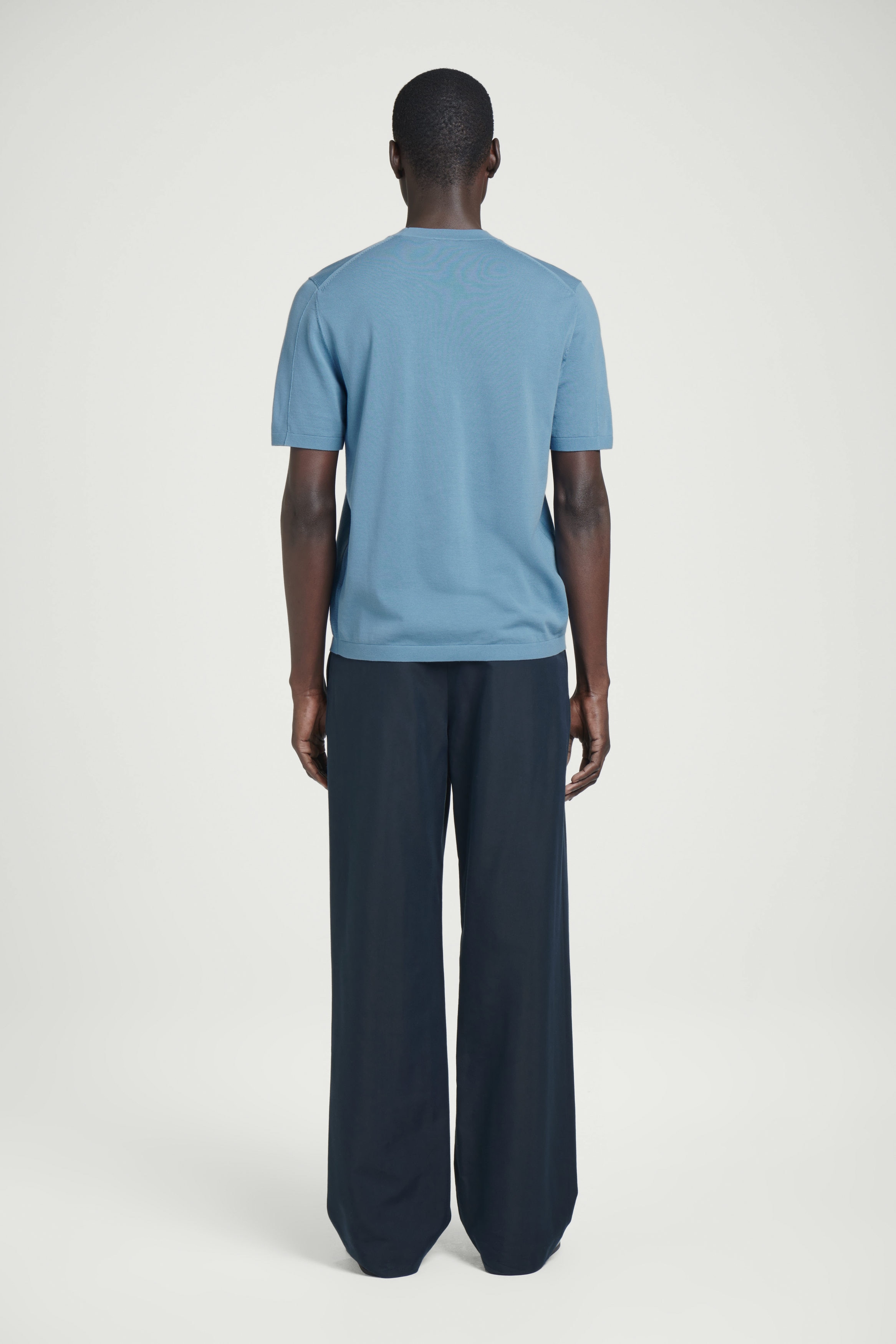 Tシャツ・カットソー Low Tide : 25SS / HEM SLIT BOATNECK KNIT (2COLORS) KNITTED COTTON CREW-NECK T-SHIRT - BLUE | COS