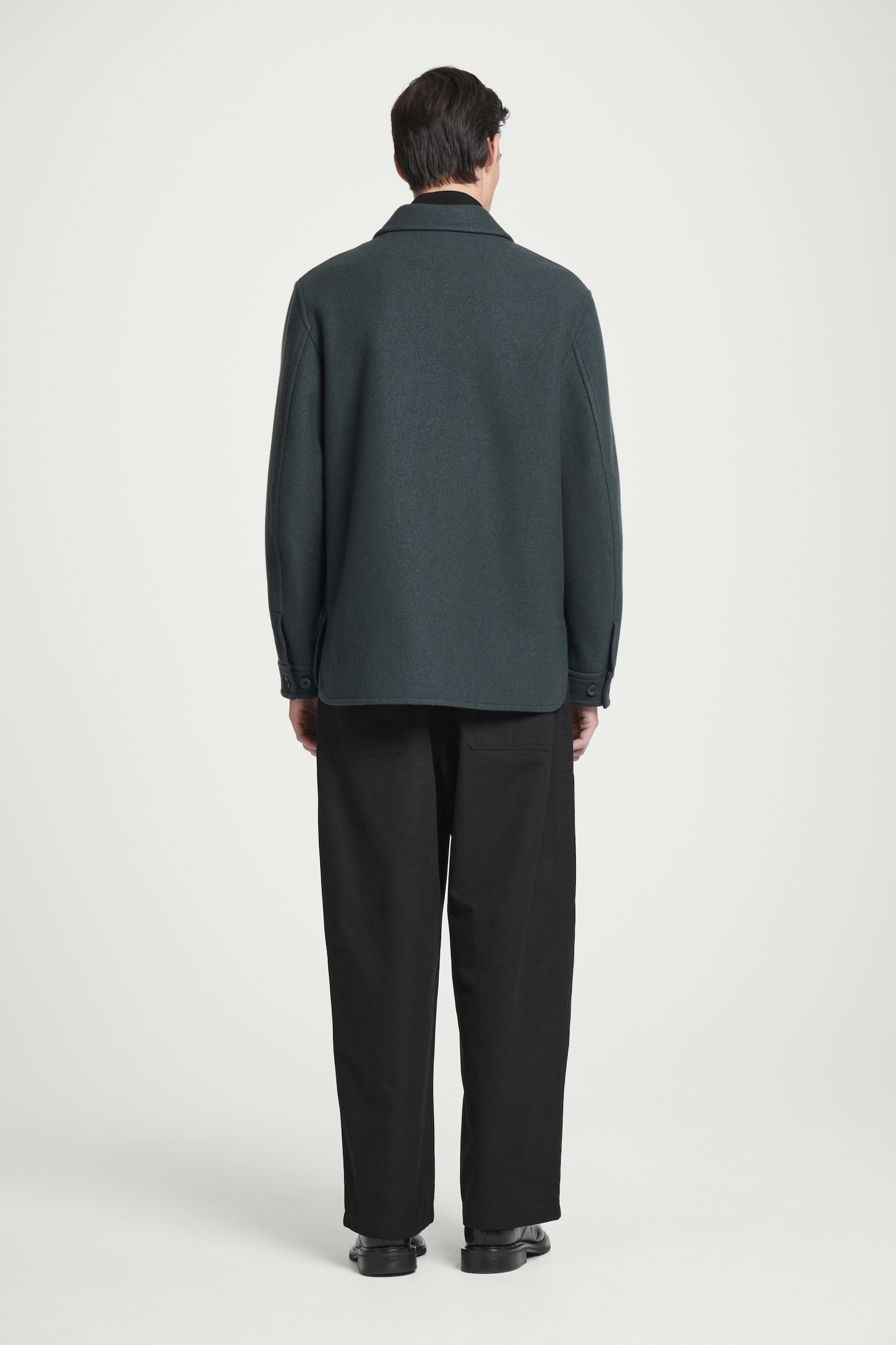 FELTED WOOL JACKET - DARK GREEN - 5