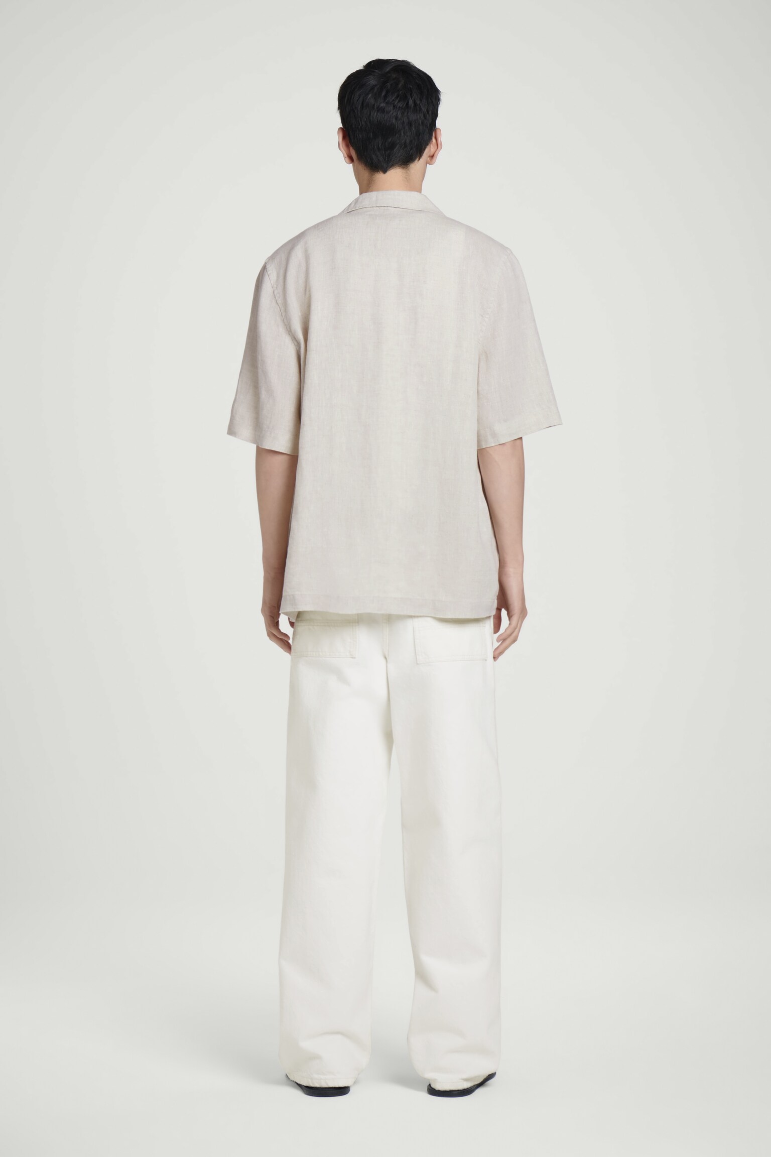 CHEMISE À MANCHES COURTES EN LIN - BEIGE / NON TEINT/NOIR/BLANC/BLANC / BLEU / IMPRIMÉ - 5