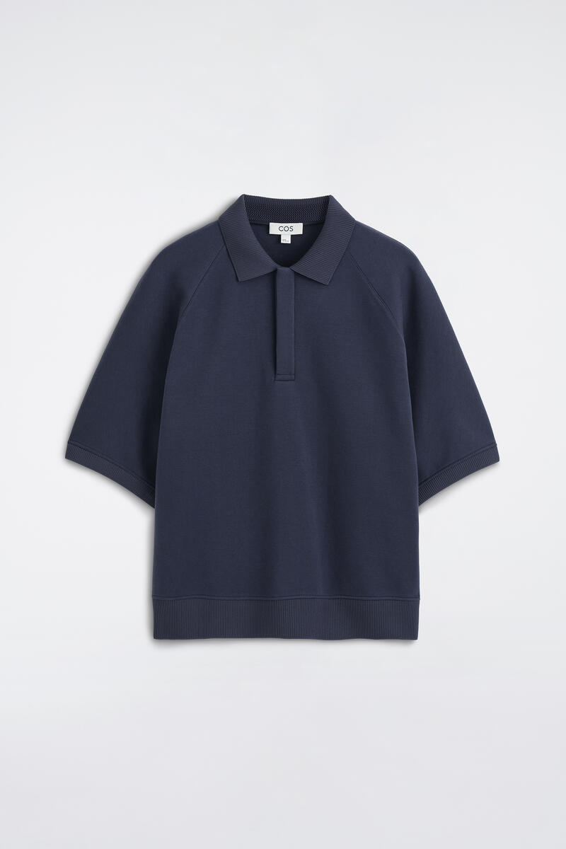 Scuba-Jersey Polo Shirt in Navy