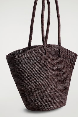 HAND-WOVEN MARKET TOTE - STRAW — BROWN 4