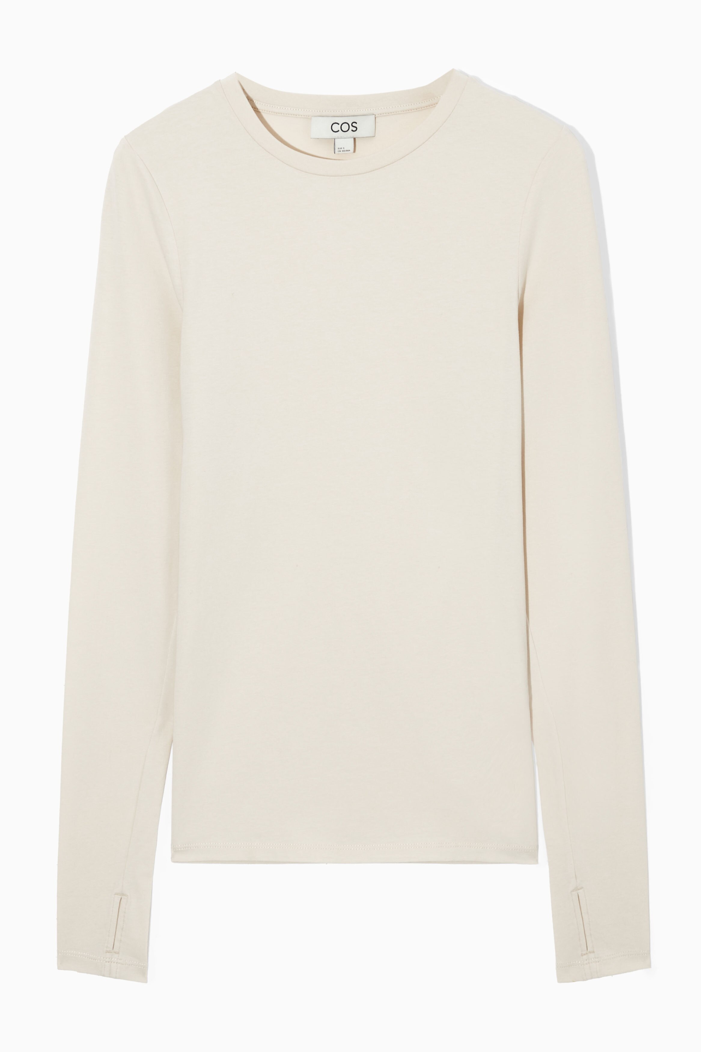 SLIM LIGHTWEIGHT LONG-SLEEVED TOP - LIGHT BEIGE | COS