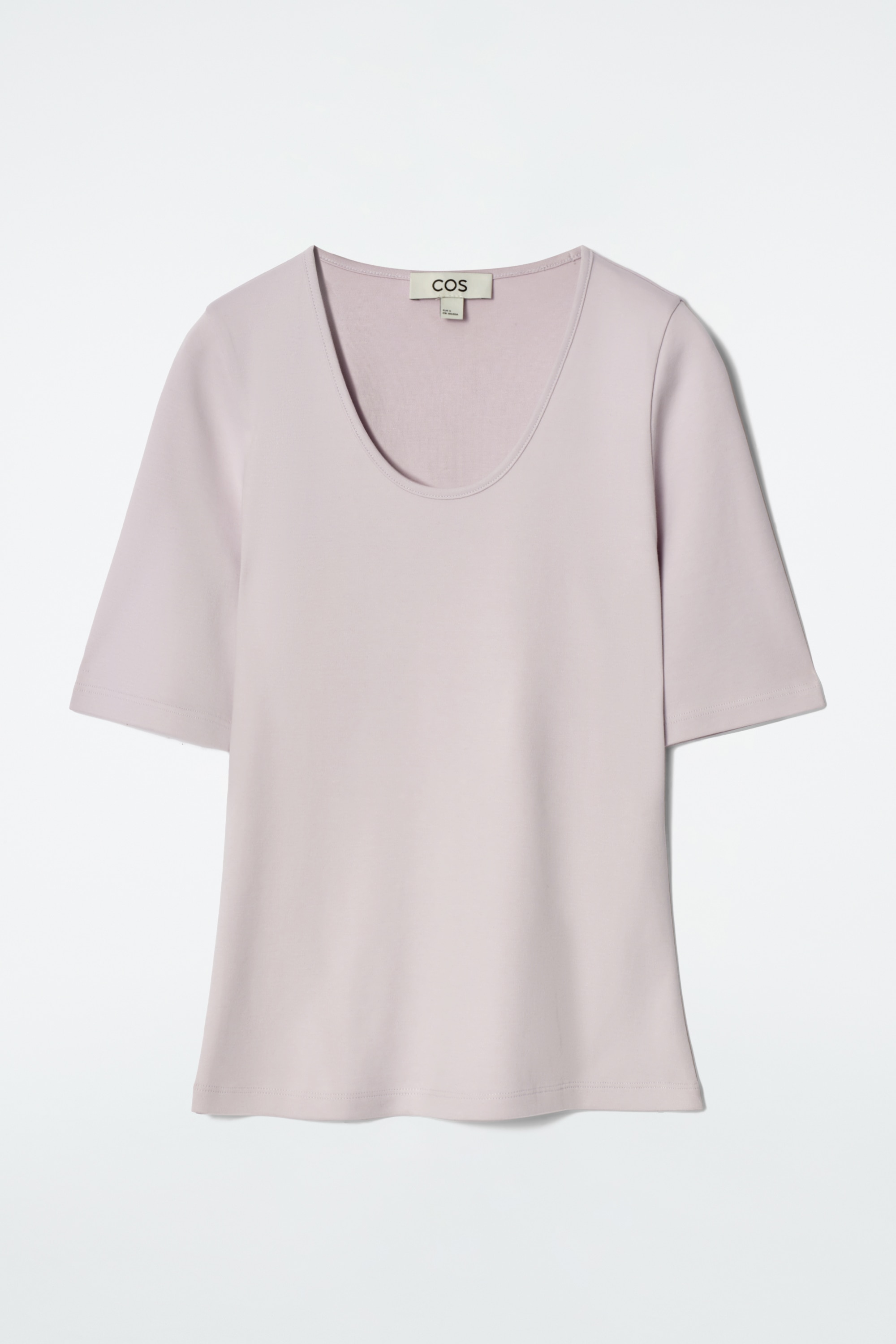 T-SHIRT SLIM À ENCOLURE DÉGAGÉE EN COTON - LILAS/NOIR/ÉCRU