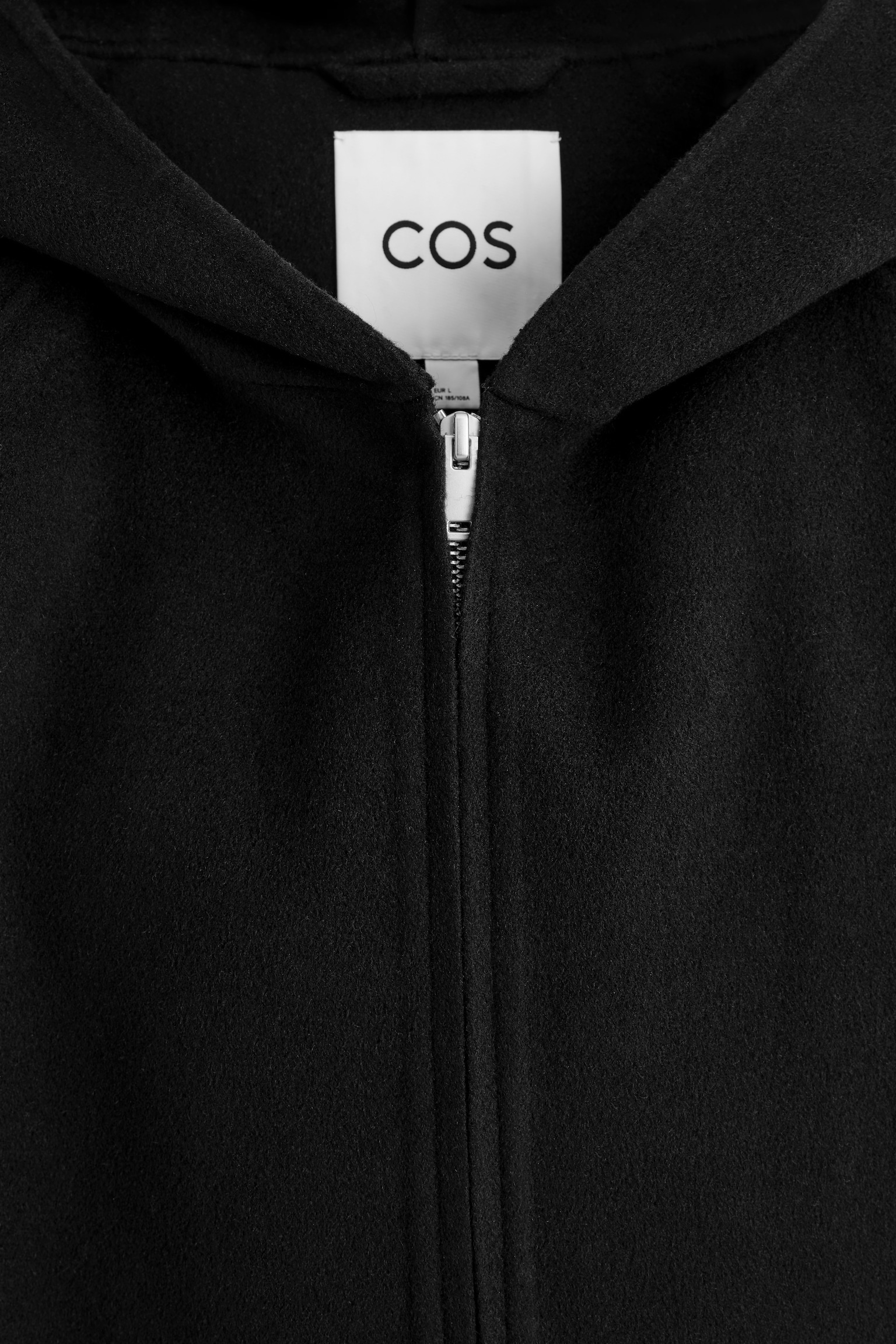 KÉTOLDALAS GYAPJÚ CIPZÁRAS KAPUCNIS FELSŐ - FEKETE - 4