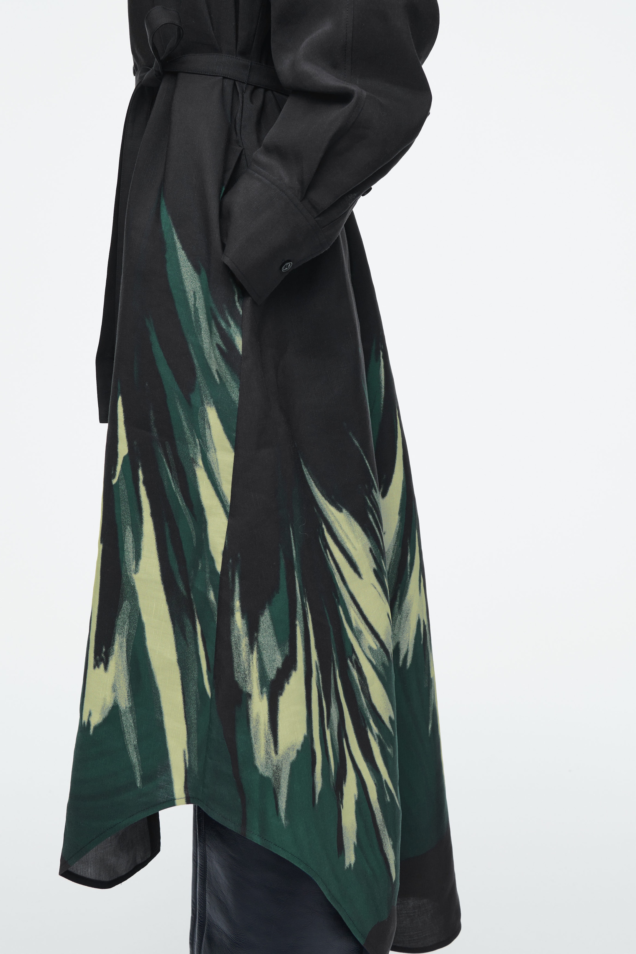 PRINTED BELTED SHIRT DRESS