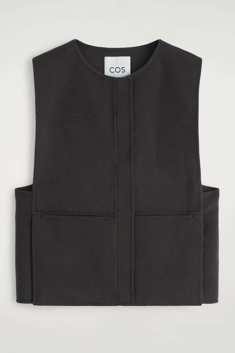 Cos Double-faced Wool Hybrid Vest In Brown