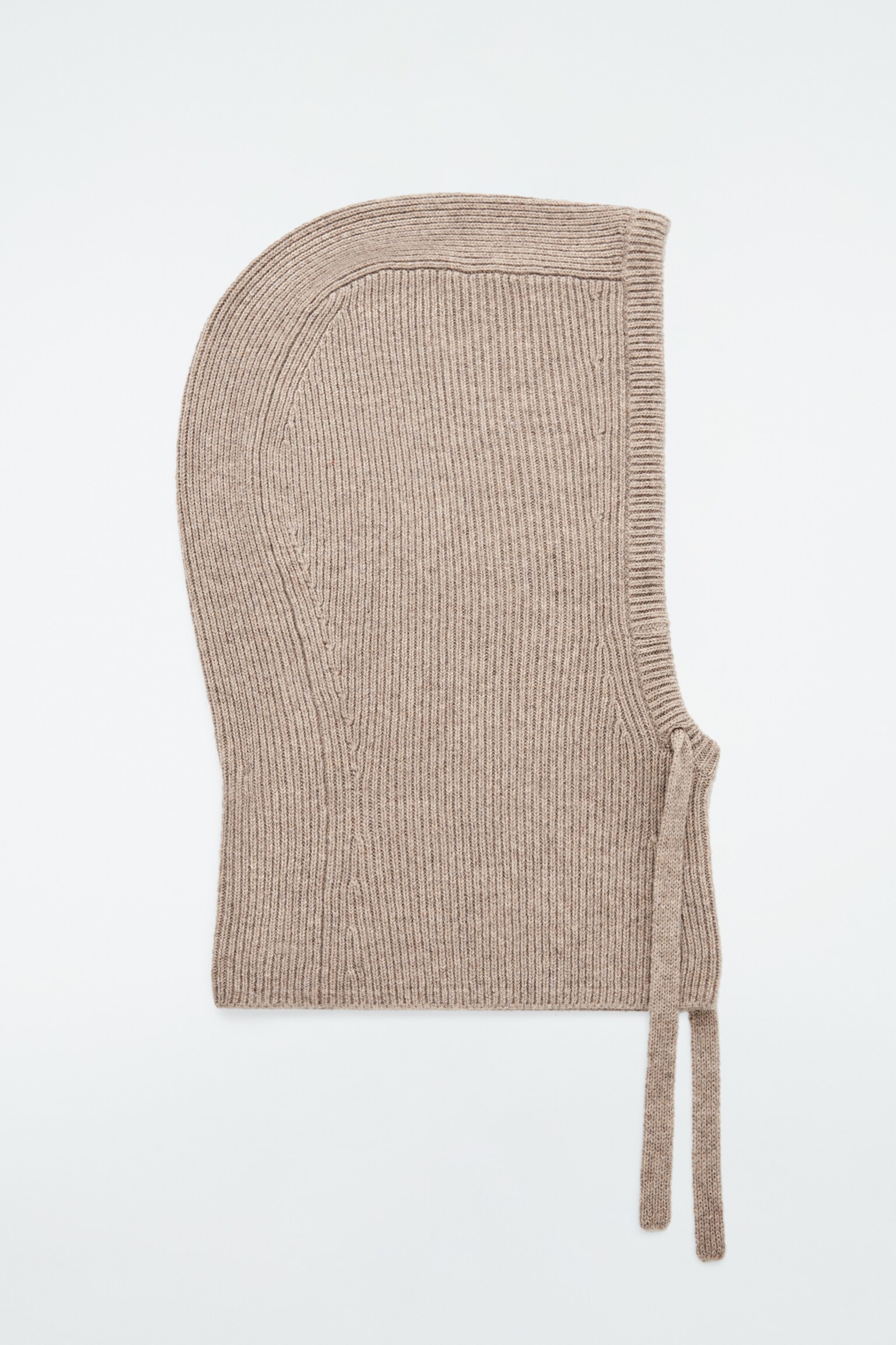 RIBBED WOOL BALACLAVA - LIGHT BEIGE