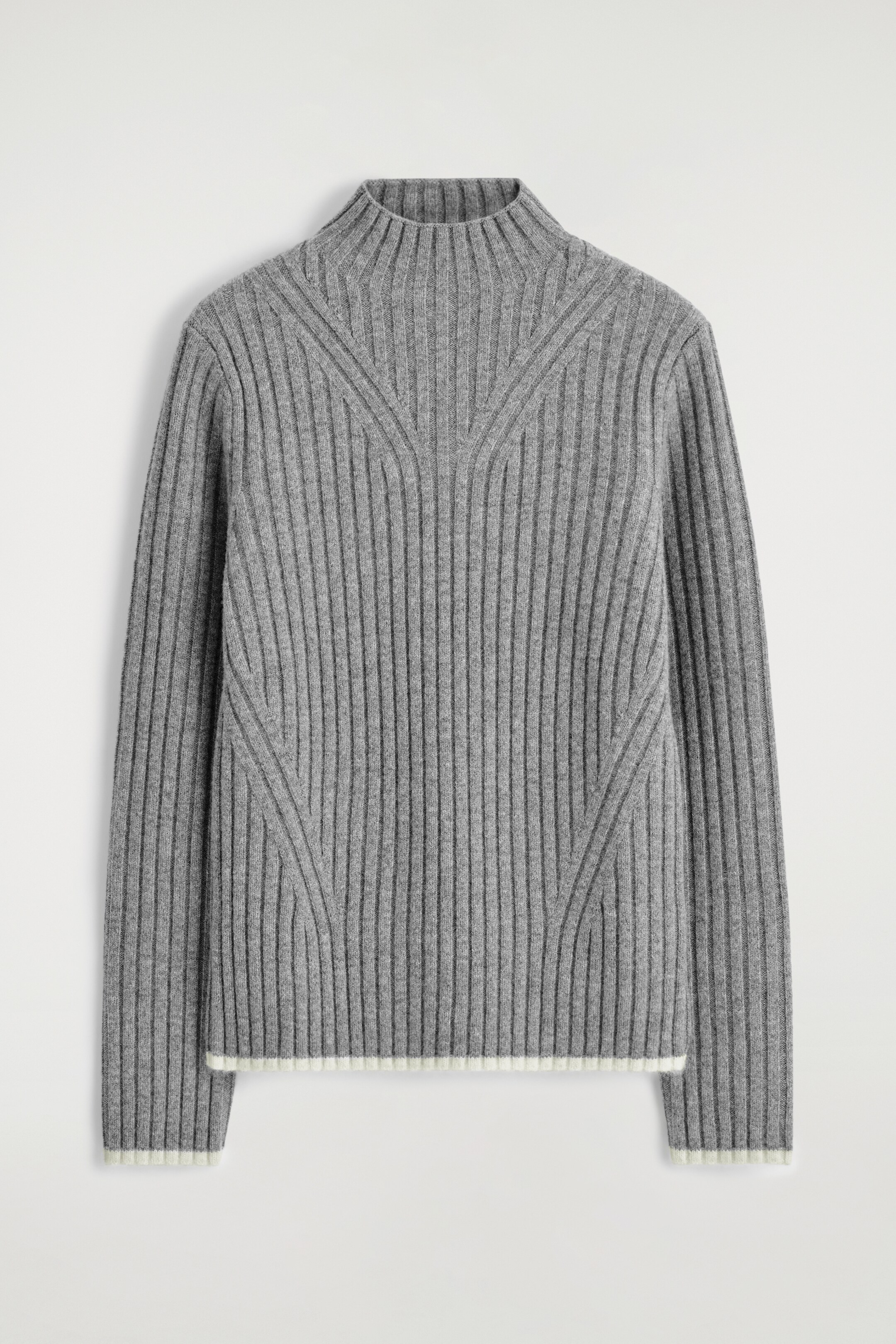 Agrandir l'image: RIBBED WOOL FUNNEL-NECK JUMPER - GRIS / CRÈME - FEMME | H&M BE 6
