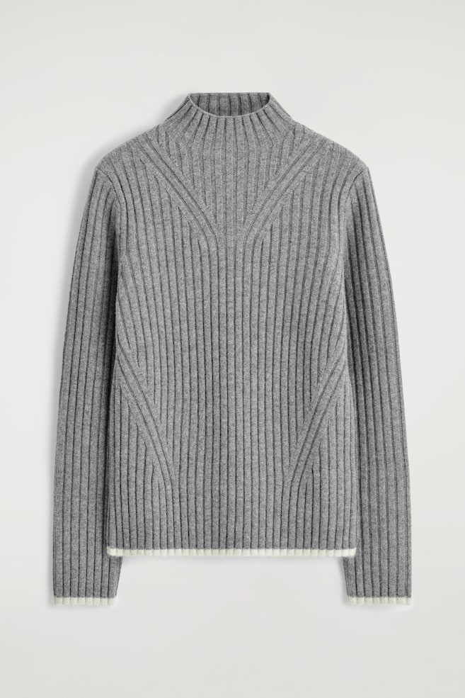 JERSEY CANALÉ LANA CUELLO ALTO - GRIS / CREMA - 1
