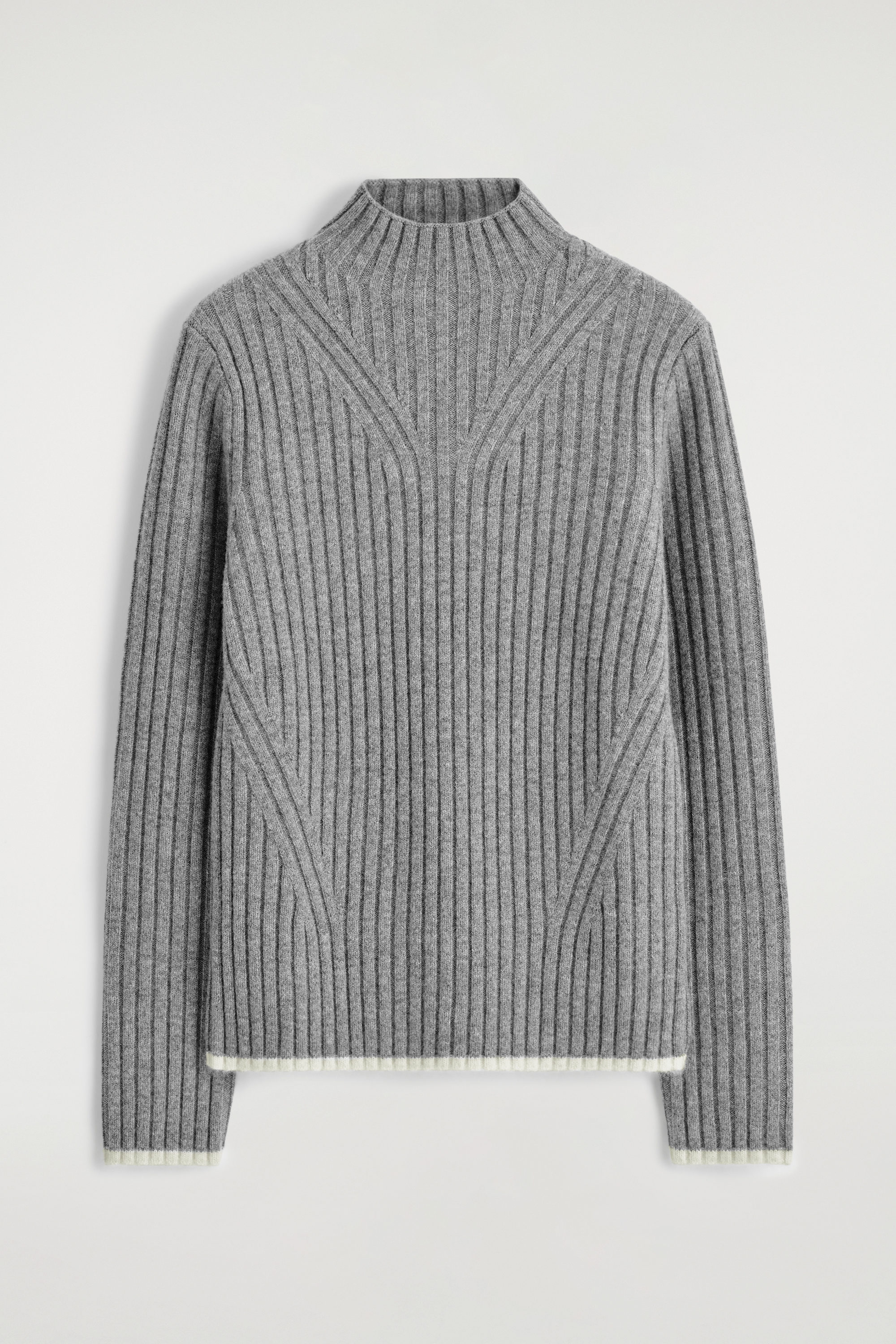 Pull COS Femme Taille M Gris - Laine Côtelée, Col Rond, Manches Longues, Occasion