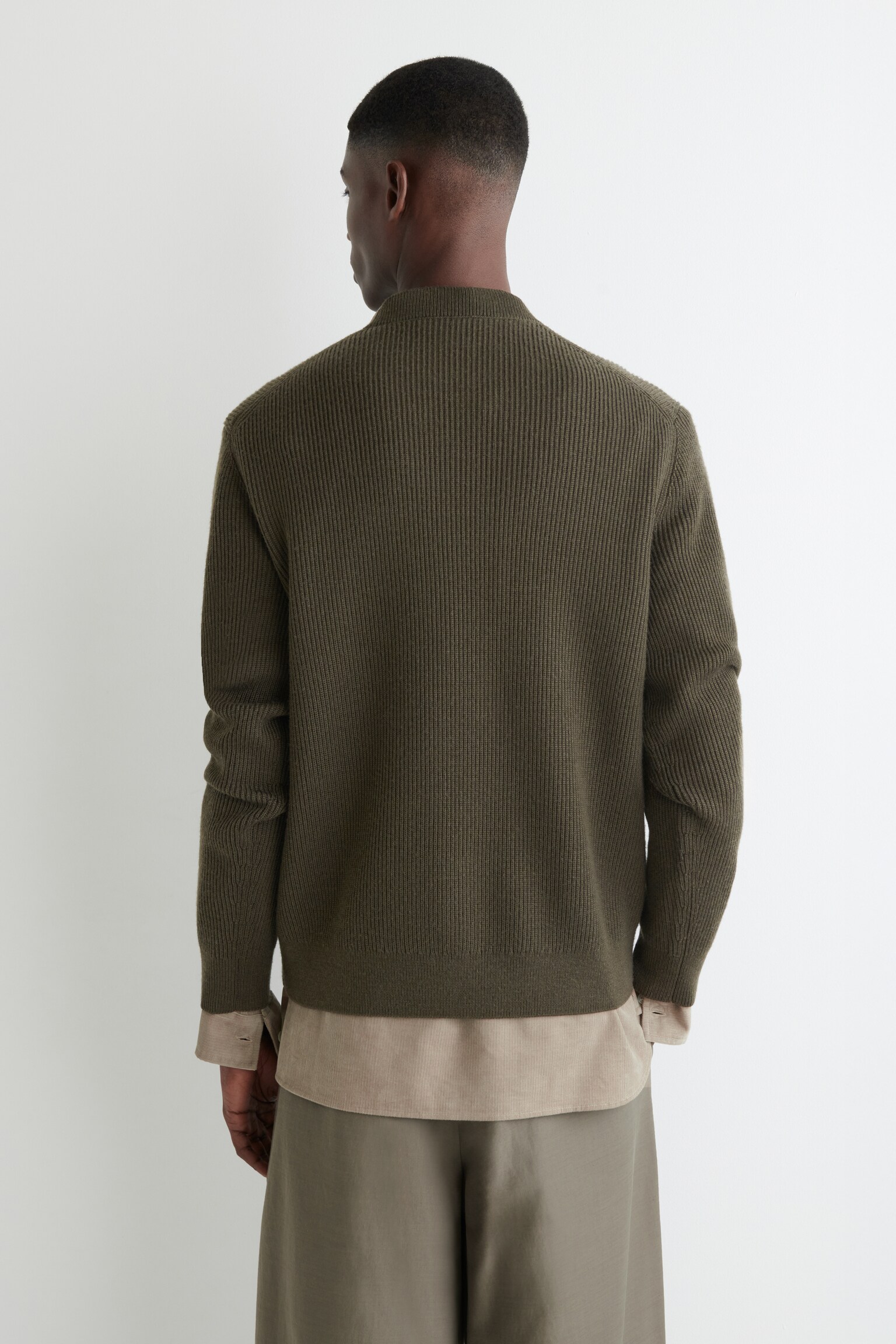 PULL À COL ROND ET DÉTAIL DE POCHE EN LAINE - KAKI/BEIGE CHINÉ - 5