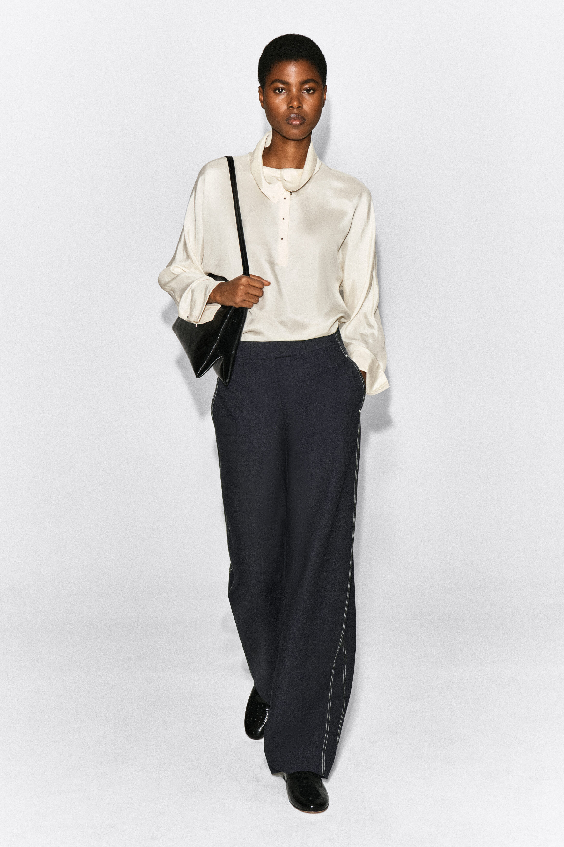 TOPSTITCHED BARREL-LEG PANTS - thumbnail 7