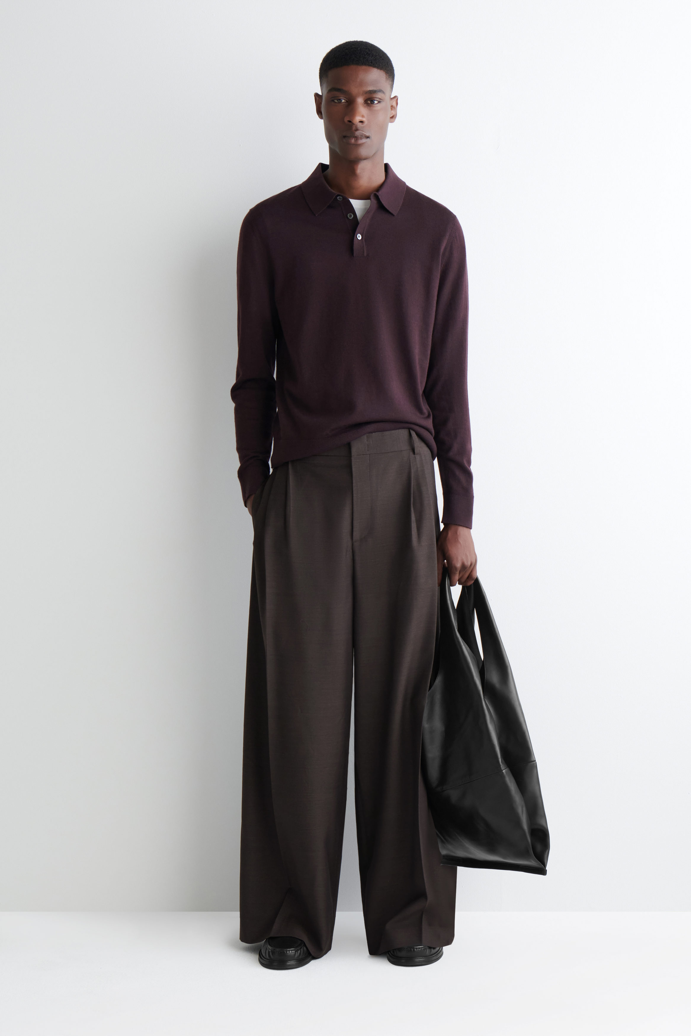 トップス cos SLIM MERINO WOOL POLO SHIRT SLIM MERINO WOOL POLO SHIRT - BURGUNDY | COS US