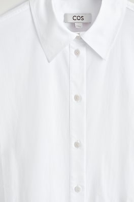 SLEEVELESS COTTON-POPLIN SHIRT DRESS — WHITE 5