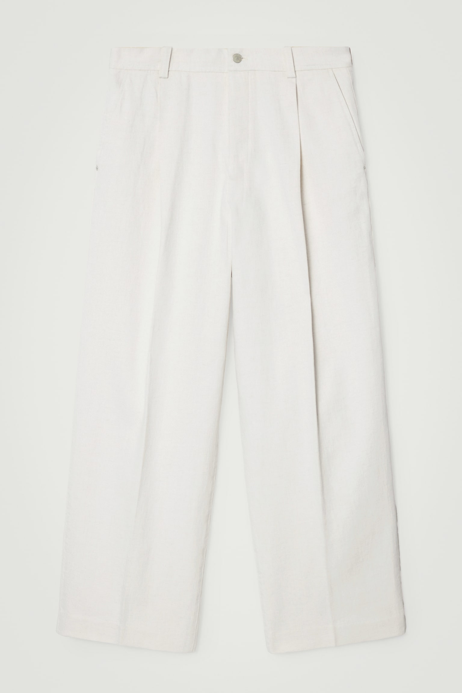PLEATED WIDE-LEG DENIM TROUSERS - WHITE